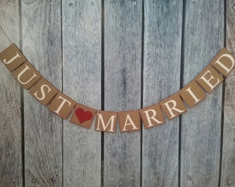 JUST MARRIED banner, wedding banner, wedding sign, just hitched, just married sign, wedding decorations, just married car sign, car banner