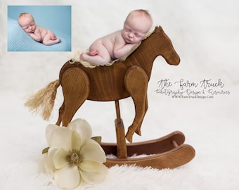 Newborn digital backdrop, newborn background, rocking horse, white background, cowboy background, boy background, girl background, country