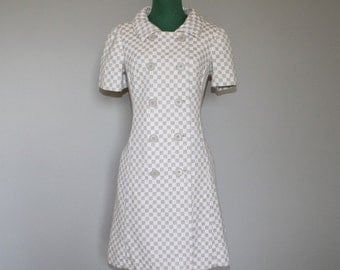 OZ WINTER SALE ** Was 150.00 Amazing 1960's Checkered Double Breasted Mini Scooter Dress
