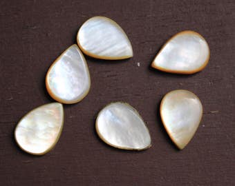 White mother of pearl MOP natural pear shape Gemstone MM sizes available - 7x10, 8x12, 9x13, 10x14, 12x16, 13x18, 15x20, 16x22, 18x25, 20x30
