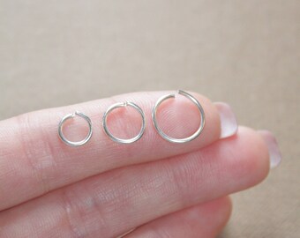 Skinny nose ring Septum piercing Helix hoop earrings Silver small nose hoop 20g rook tragus jewelry earring hoop 8mm 6mm 10mm 18g hoop 22g