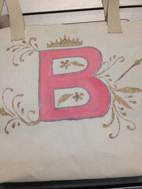 Small Tote Bag Custom Order With Initial B By LemonadeBagsandHugs