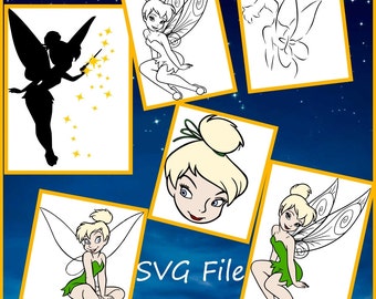 Tinkerbell SVG Files- Fairy SVG Files- Fairy Png Files Designs for Cricut and Silhouettte