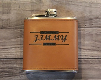Groomsmen Gift, Personalized Flask, Engraved Hip Flask, Custom Flask Leather, Custom Leather Flask, Gift for Boyfriend, Boyfriend Gift, Gift