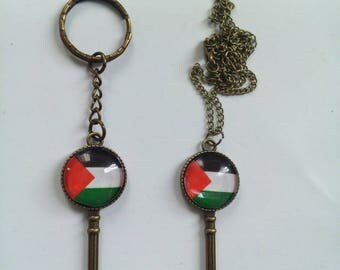 Brass colour Palestinian keyring, hanger / necklace. Palestine, Al-aqsa, Dome of the Rock, keffiyeh, ramadan, eid, islam gift muslim gift