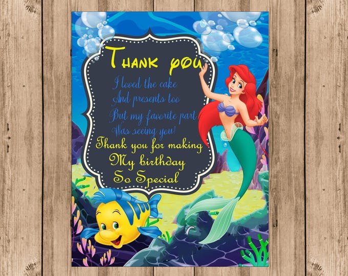 FREE THANK YOU card Little Mermaid invitation mermaid invitations disney invitations disney mermaid invite mermaid invites printable invite