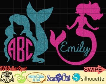 Mermaid Monogram SVG - Mermaid SVG - Silhouette File - SVG File