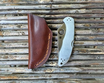 Spyderco Delica Leather Knife Sheath.