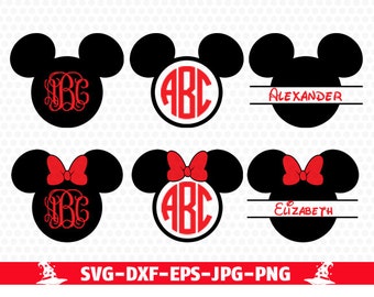 Mickey Svg Minnie Ears Monogram Frame, Svg Dxf Png files designs Minnie Bow Disney Monogram, svg dxf for Silhouette Cricut