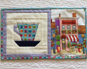 Mug rug, coaster, place mat, handmade mug rug, quilted mug rug, Mother's Day gift