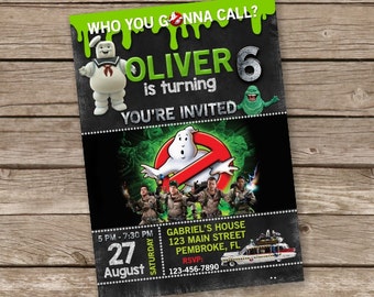 Ghostbusters invitation, Ghostbusters birthday invitation, Ghostbusters Birthday Invite, GhostBusters Birthday Party, Ghostbusters Invite