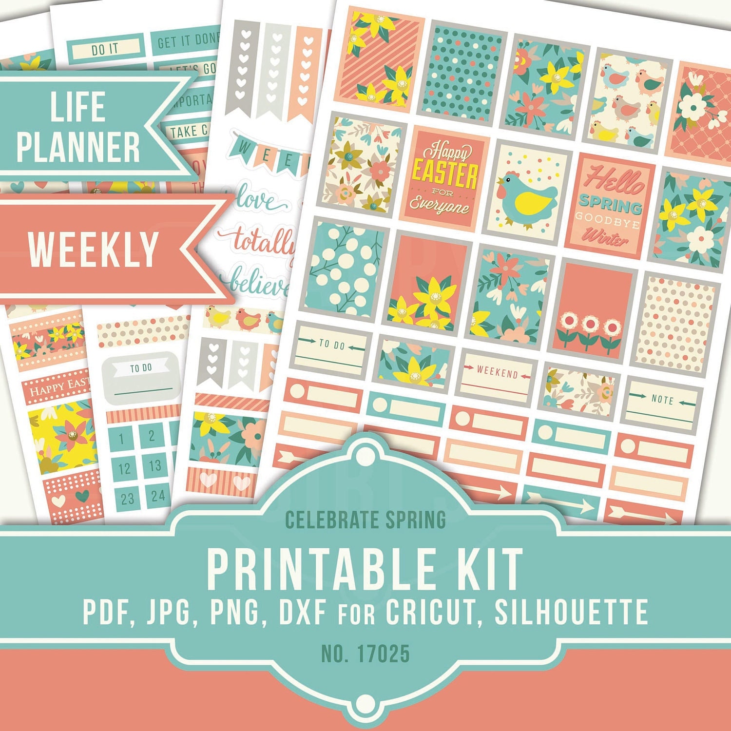 Printable Planner Stickers Cricut PNG Silhouette Erin