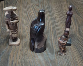 Vintage Hand Carved Wooden Falcon,Figurines