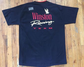 Vintage 1992 Winston Cigarettes Racing Team Pocket T-Shirt (New), Size XL.