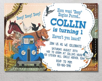 Little Blue Truck Invitation, Little Blue Truck Birthday, Little Blue Truck Party, Blue Truck Card Printables, Blue Truck Printable Invites