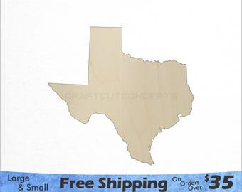 Texas TX State Cutout - Large & Small - Pick Size - Laser Cut Unfinished Wood Cutout Shapes (SO-0010-43)