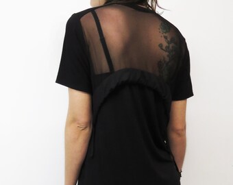 YC lasso tee with mesh inset