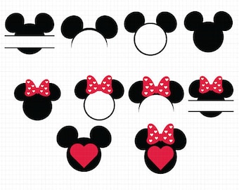 Mickey Monogram Svg, Minnie Monogram Svg, Minnie Mouse Svg, Mickey Mouse Svg, Monogram Svg, Disney Svg,Mickey Minnie Head,Silhouette files