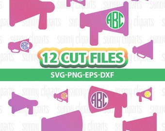Cheer Monogram Svg Files, Megaphone Svg, Cheerleader Svg, Megaphone Clipart, Cheer Megaphone, Cheerleading Svg, Cheerleading Megaphone, DXF