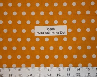 Gold Polka dot Cotton Fabric SHIPS FAST Polka dot Cotton fabric quilting sewing crafts clothing fabric store free shipping available C606