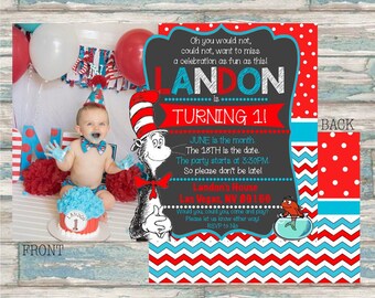 Dr. Seuss Birthday Invitation - Cat in the Hat Birthday - Dr. Seuss Printable Party Invite