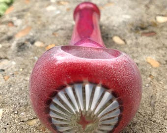 Heavy 5" Red Sawtooth Glass Pipe - 5" Glass Art Spoon, Smoking Bowl KS55