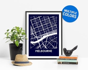 Melbourne Full Color Map Print | Melbourne Australia Map | Melbourne Art