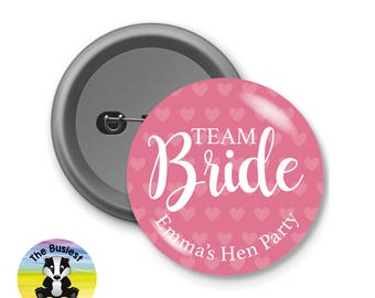 Custom Hen Party Badges, Custom Button Badges, Team Bride Badges, Personalised Badges, Personalized Badges, Hen Party Favours, Custom Badges