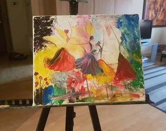 Ballerinas modern abstraction Original hand painted oil painting