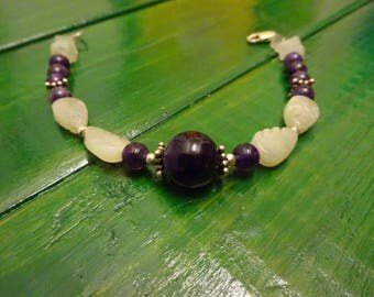 Bracelet sterling silver amethyst and jade