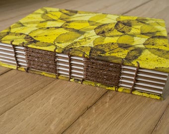 Decorative handmade journal- hand bound notebook, birch leaf photographic covers, coptic binding, original gift idea