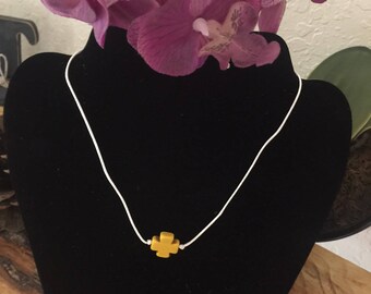 White and Yellow Cross Choker