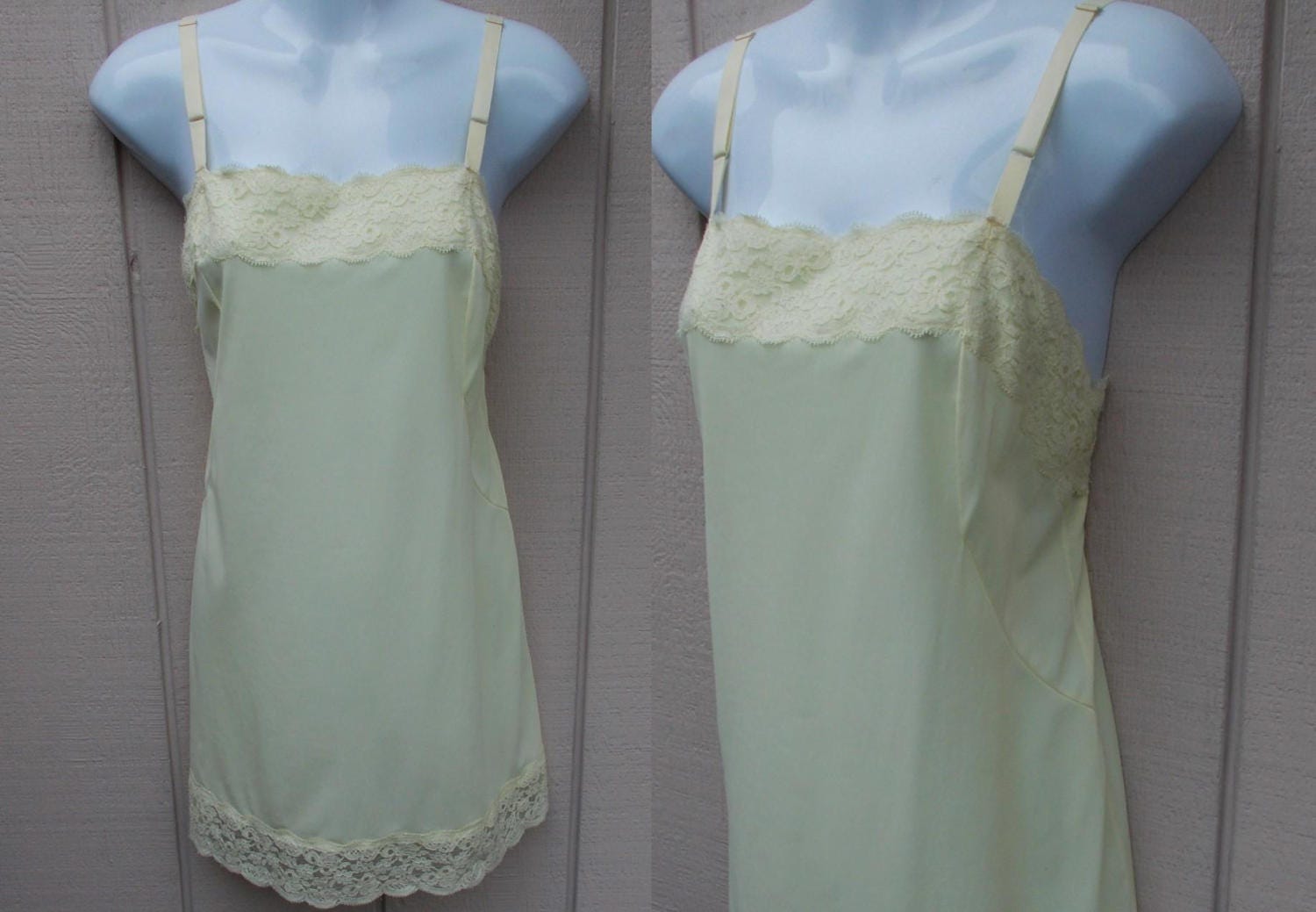Vintage 60 Yellow Chemise Nylon Tricot Mini Dress Slip
