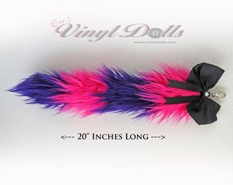 Pink Purple Cheshire Cat Furry Tail, Rave Wear, Cat Halloween Costume, Alice in Wonderland