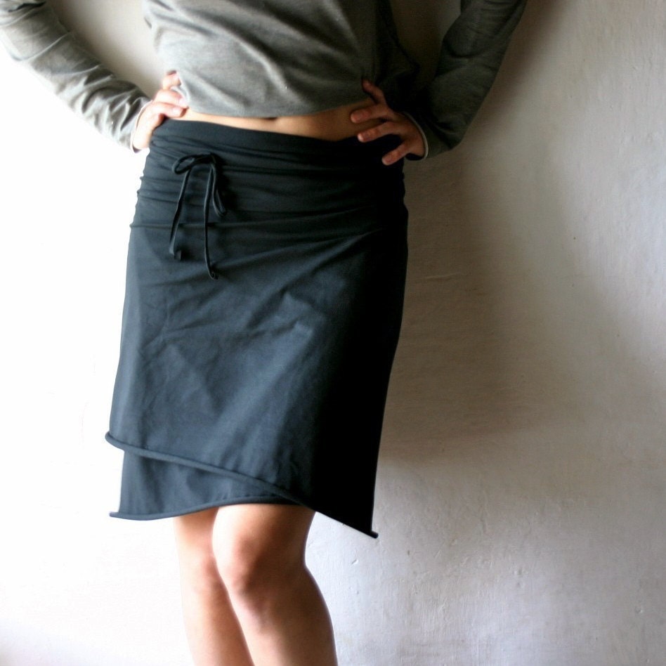 Wrap skirt Cotton skirt Black skirt Jersey skirt Womens