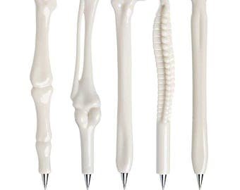 Bone Pens, Set of 5 Bone Pens, Office Supply Medical Student, Dr Nurse Gift Kawaii Pens, Anatomy Pens Anatomical Pens, Back to School