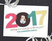 Premium vector Items similar to Modern happy new year card , custom printable 2017 new year card, printable new