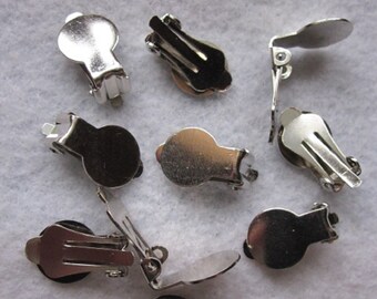Surgical Steel, Clip On Earring Blanks, 10mm Pad, Non Pierced Earring Hardware, Earring Findings, Clip on Blanks