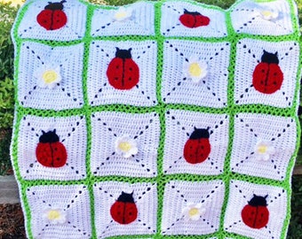 Ladybug crochet blanket, Ladybug blanket, Ladybug Afghan