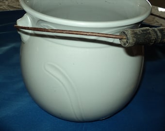 1900 Antique White Ironstone Chamber Pot--Slop Jar