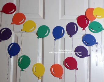 Rainbow Balloon Garland...6 feet of Large Balloons..party decor...Photo Prop...childrens birthday party...80 lb card stock...machine thread!