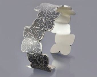 Sterling Silver DNA Cuff Bracelet, etched silver, science bracelet, oxidized silver, science geek jewelry