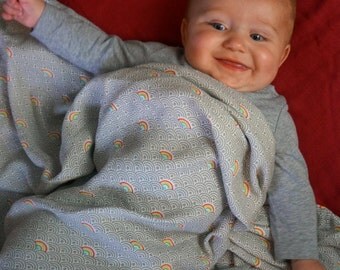 Rainbow - 1 Single Layer Swaddles 50"x50" made from Bamboo, muslin, nursing cover, large size light weight blanket
