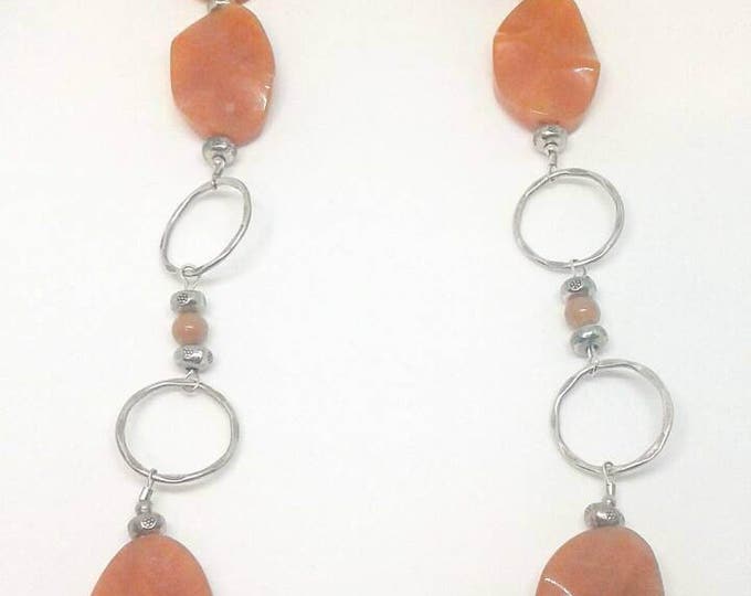 Item # 201736 Carol, Carnelian and Silver Necklaces and Earring Set, 20 Inches Long, Handcrafted, Handmade Jewelry, Gem Stone Jewelry