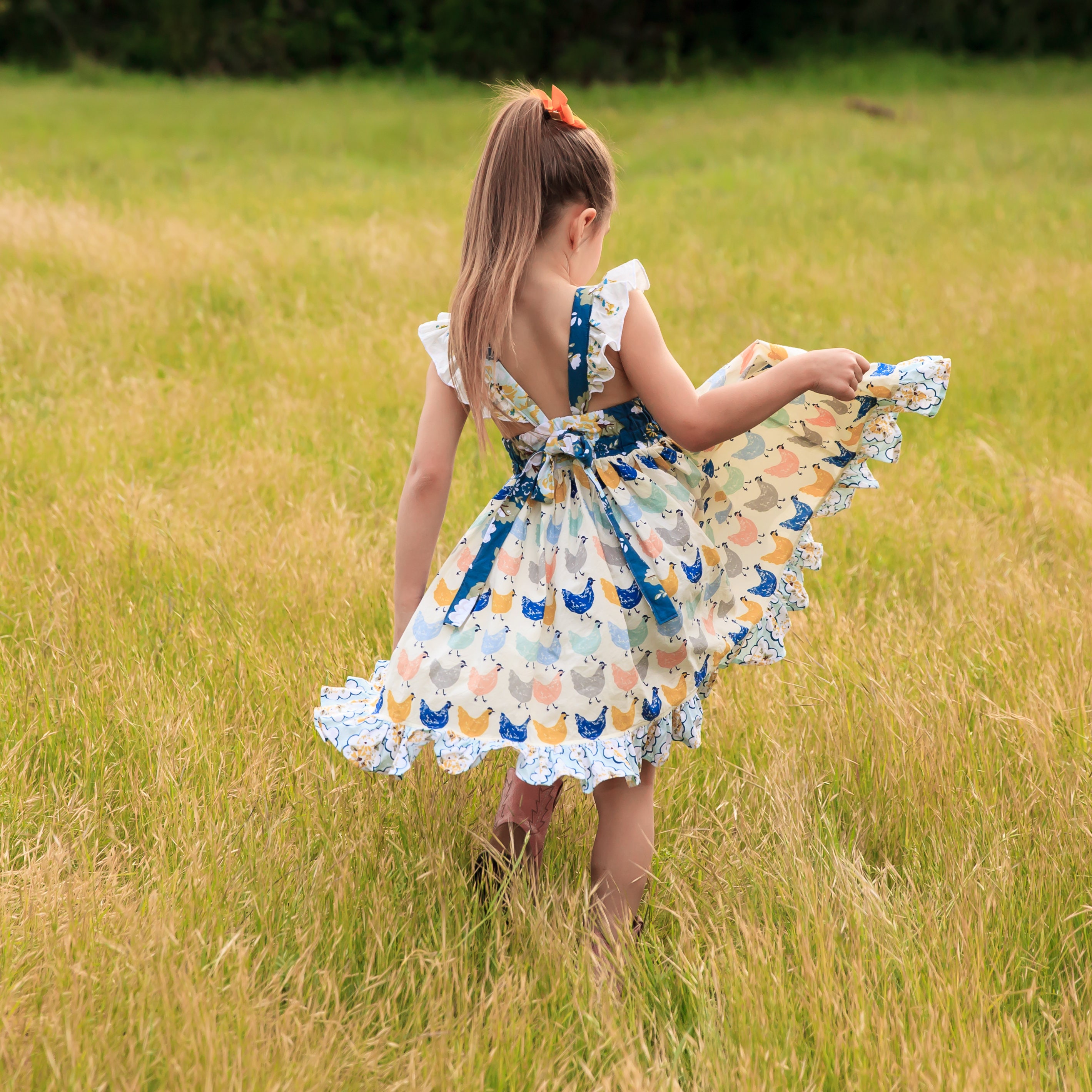 Girls Chicken Twirl Dress Chicken Dress Farm Dress Country Dress