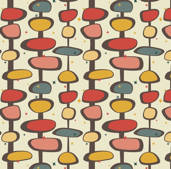 Items similar to Geometric Fabric MidCentury Modern Bead and Star