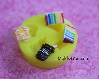 Cake Mold Dollhouse Food Tiny Food Kawaii Cake Cabochon Mold Decoden Cookie Cute Coffee Cup Food Cakes Resin Cookies Mold Polymer Clay Mold
