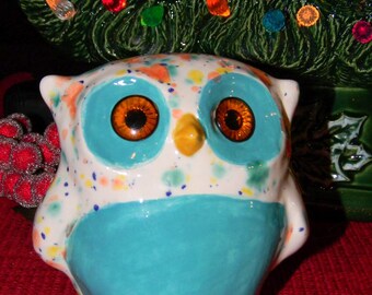Sweet Ceramic Glazed OWL Turquoise Crystal Glaze Unique ...Owlet