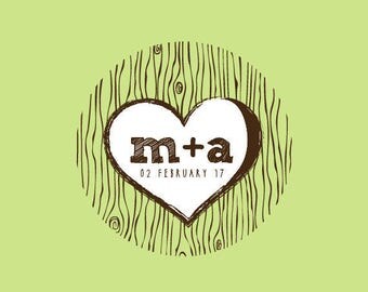 Wedding Stamp Custom Wedding Stamp Custom Rubber Stamp Custom Stamp Personalized Stamp Woodgrain Stamp Tree Heart Stamp C485