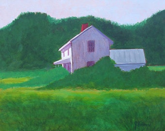 Holdren Art Impressionist Realism Farmhouse Acrylic Landscape Painting ACEO ATC Home Decor Print
